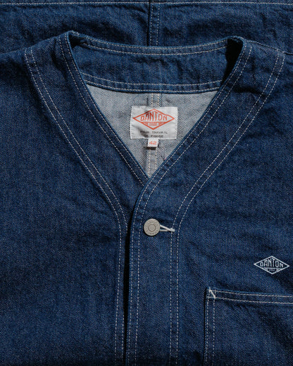 lost & found Danton Danton 11oz Denim Collarless Jacket Indigo