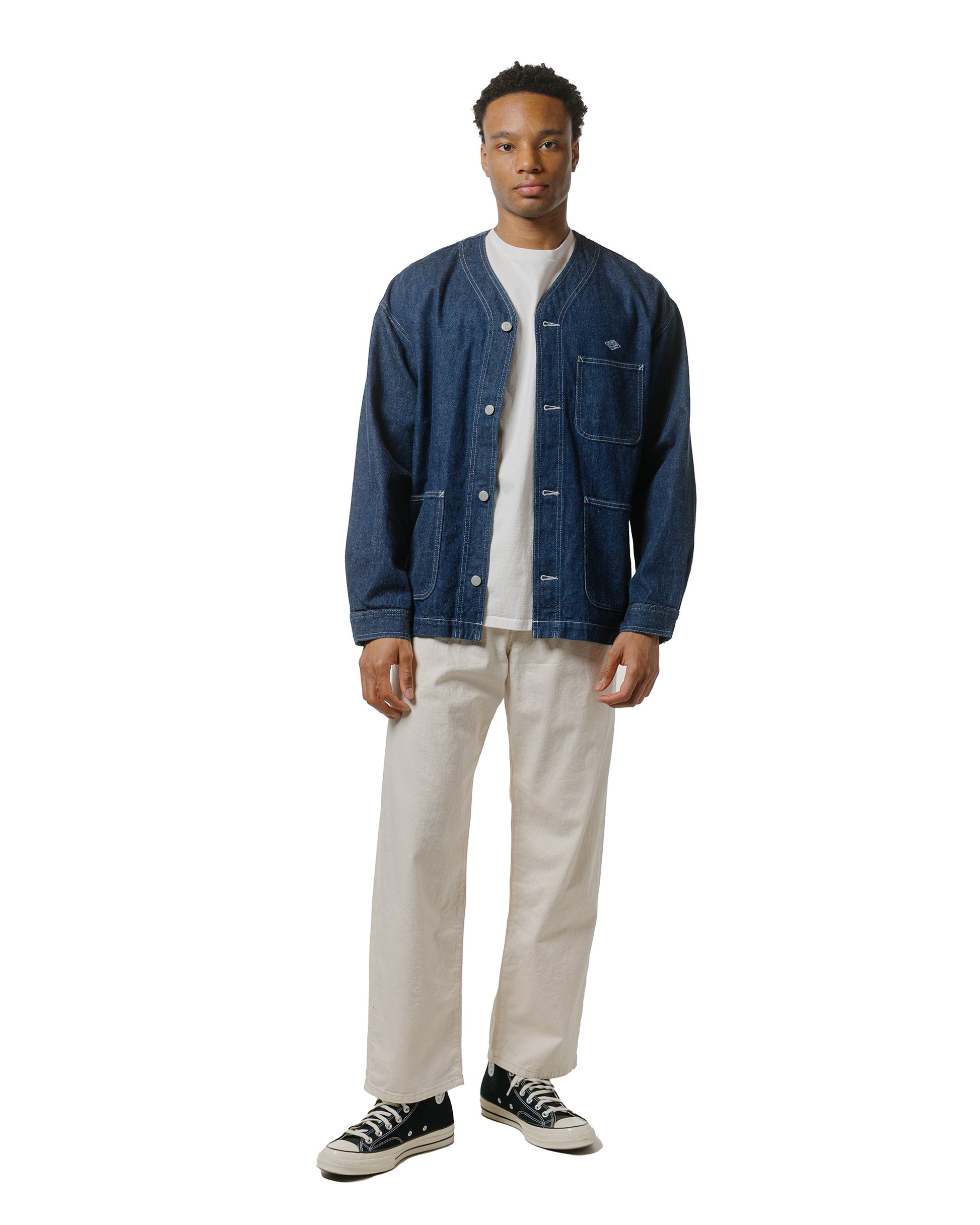 lost & found Danton Danton 11oz Denim Collarless Jacket Indigo