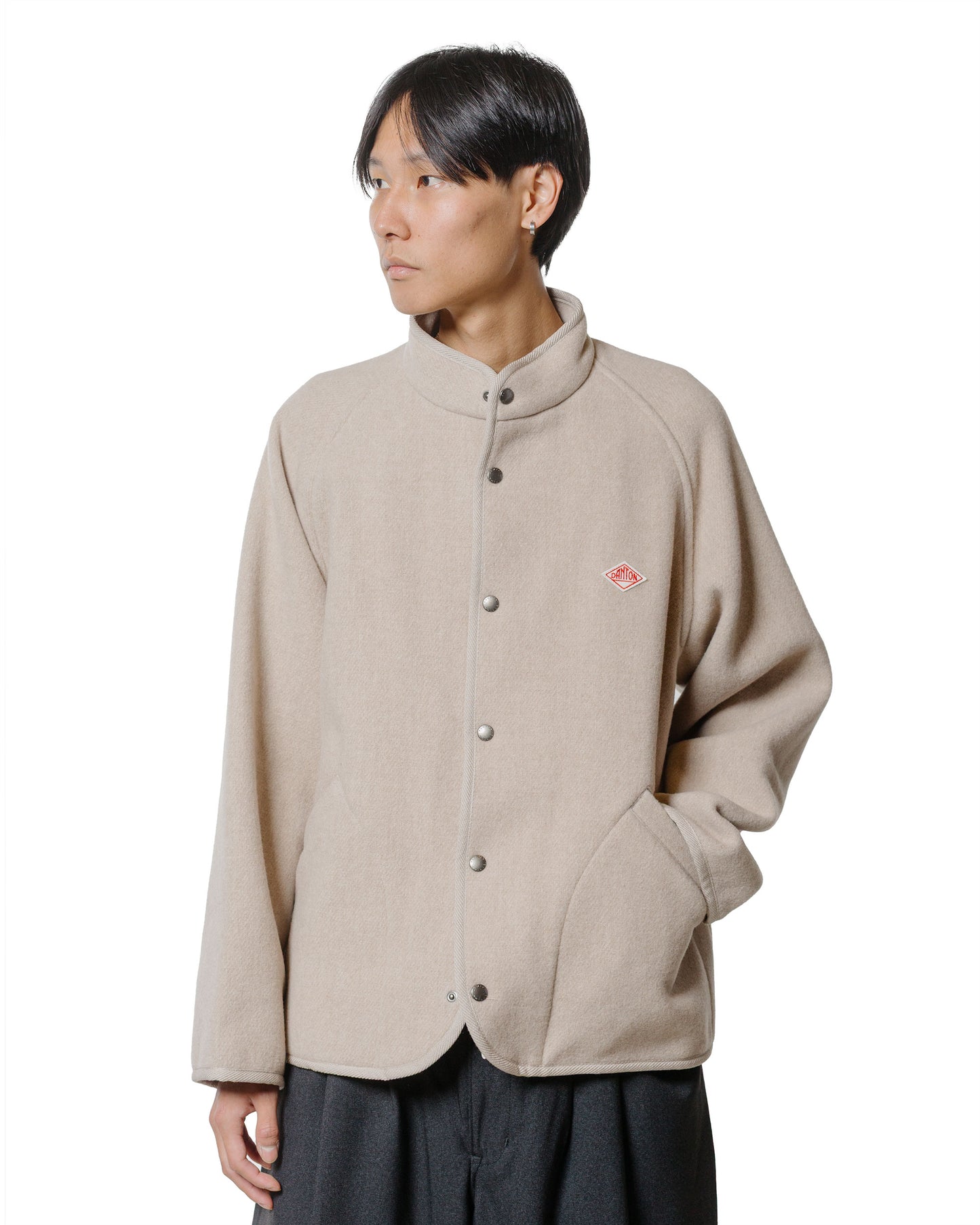 lost & found Danton Danton Wool Light Pile Stand Collar Jacket Raw Beige