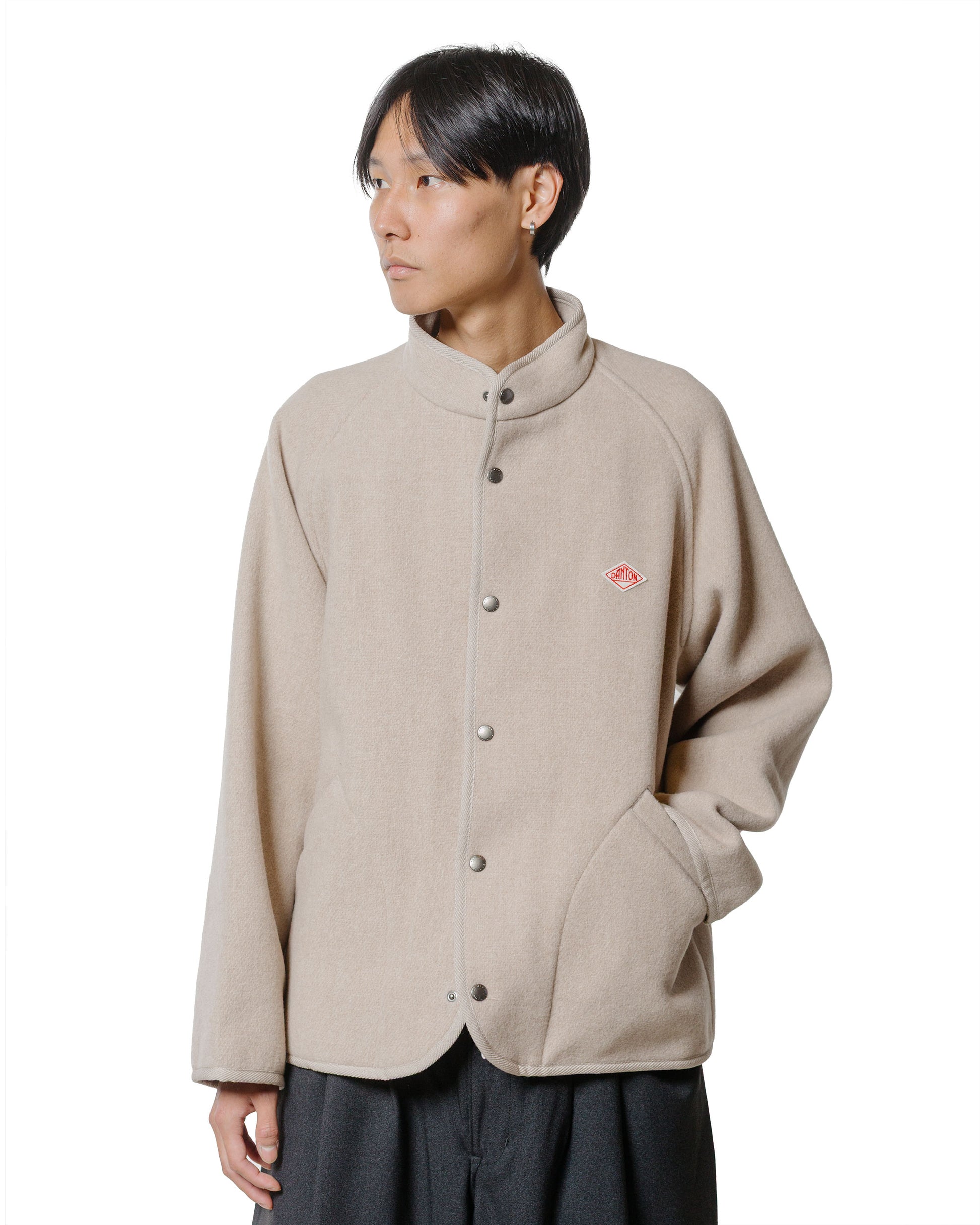 lost & found Danton Danton Wool Light Pile Stand Collar Jacket Raw Beige