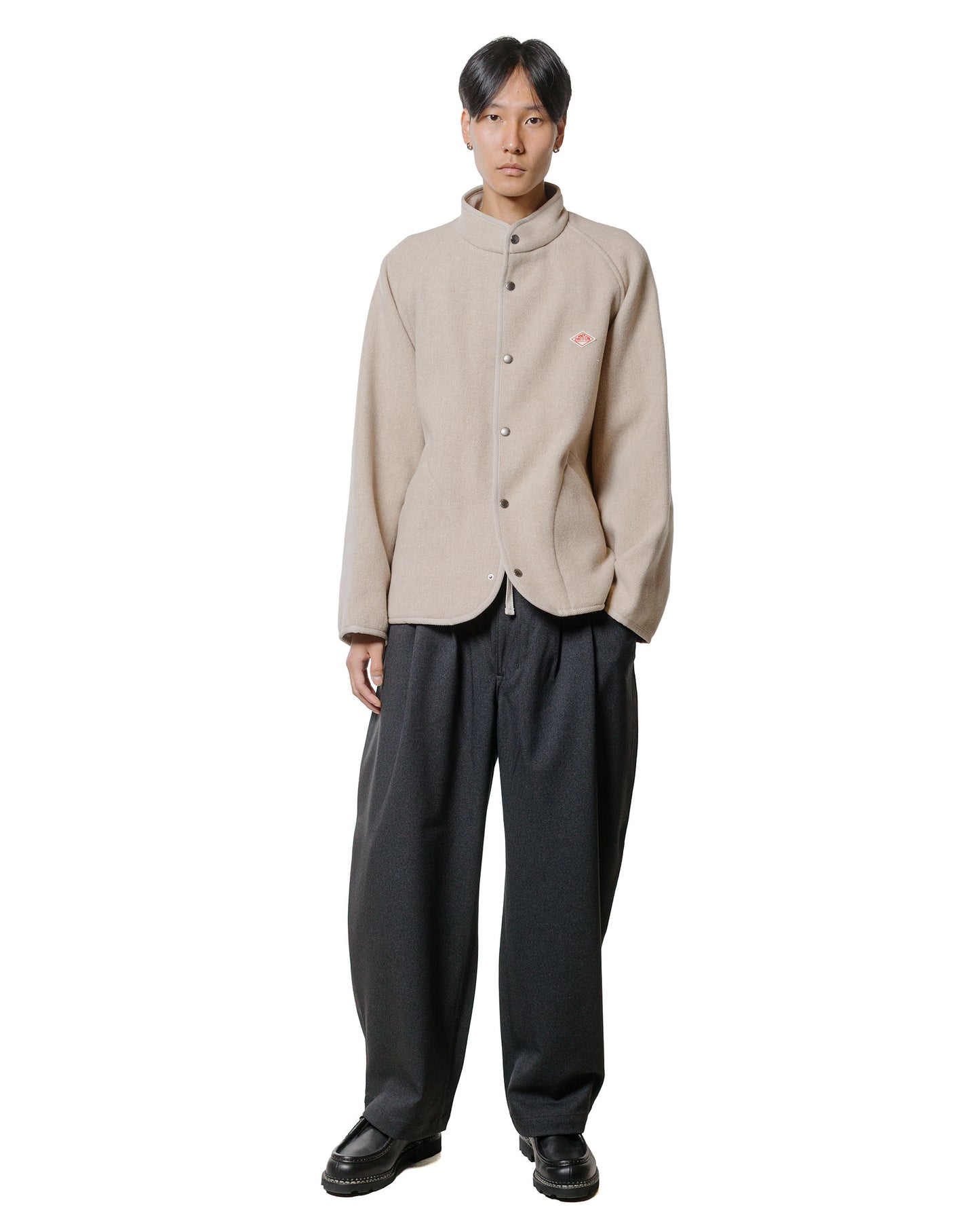 lost & found Danton Danton Wool Light Pile Stand Collar Jacket Raw Beige