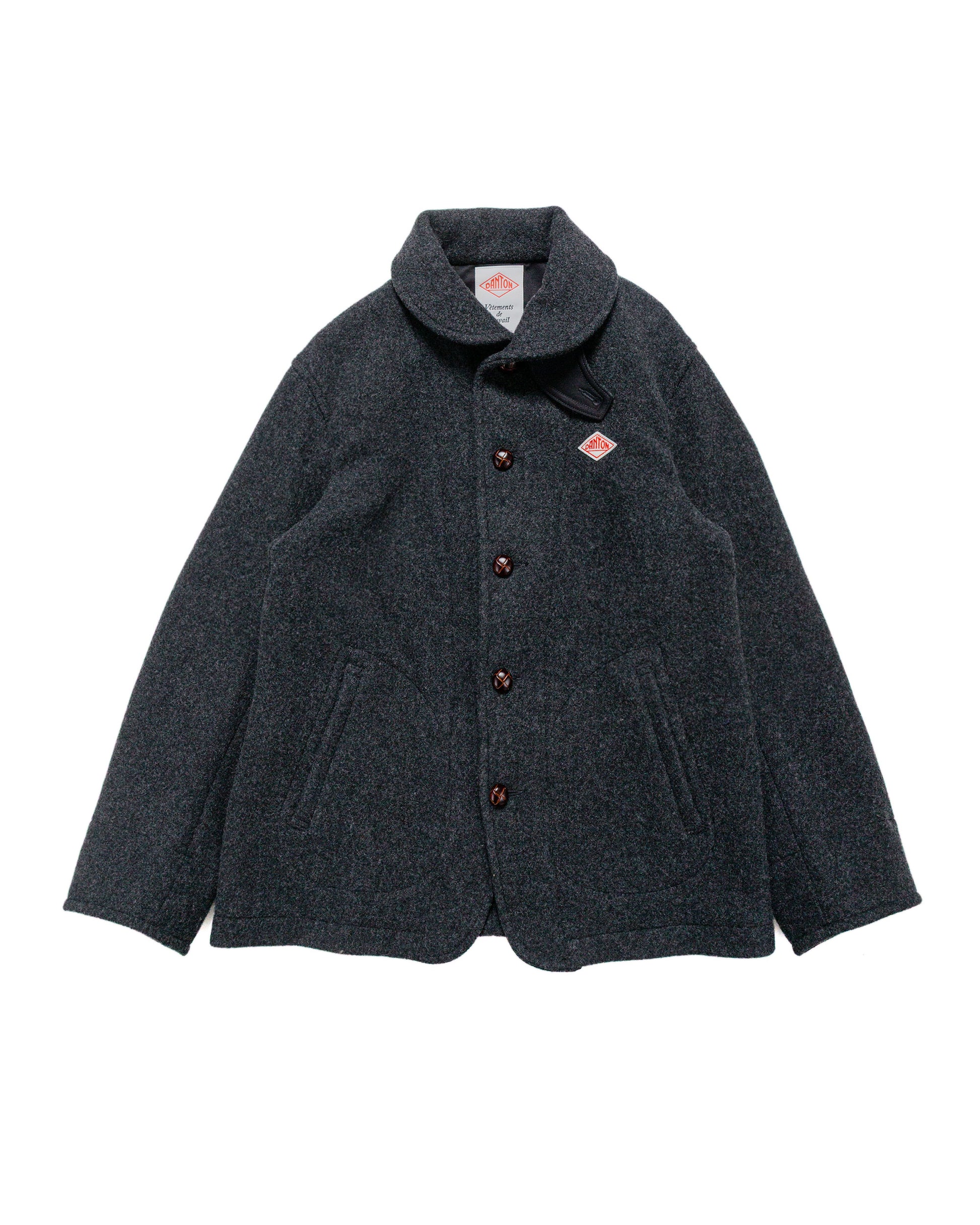 lost & found Danton Danton Wool Pile Collar Round Jacket Charcoal