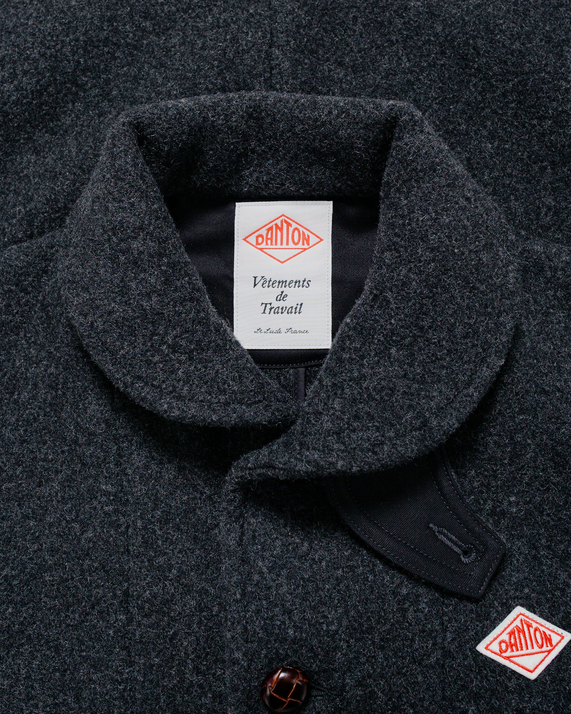 lost & found Danton Danton Wool Pile Collar Round Jacket Charcoal