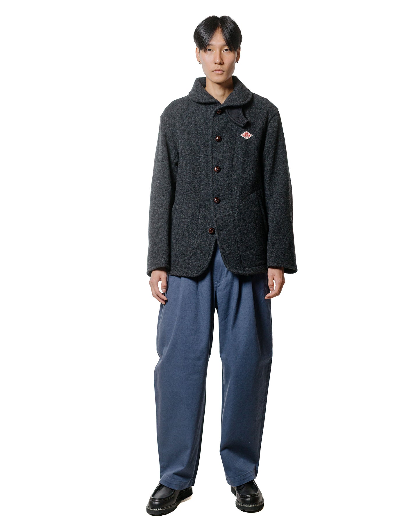 lost & found Danton Danton Wool Pile Collar Round Jacket Charcoal