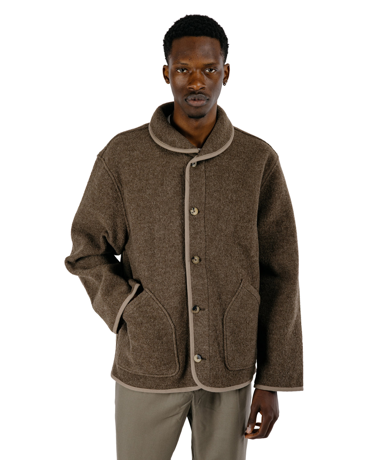 De Bonne Facture Alpine Jacket Boiled Wool Ash Brown