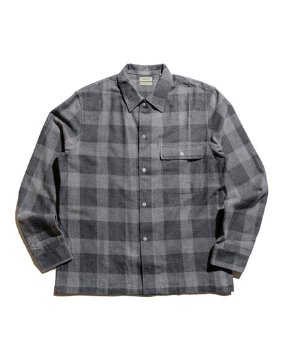 lost & found De Bonne Facture De Bonne Facture Camp Collar Japanese Cotton Grey Tartan