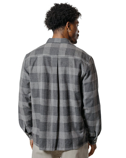 lost & found De Bonne Facture De Bonne Facture Camp Collar Japanese Cotton Grey Tartan