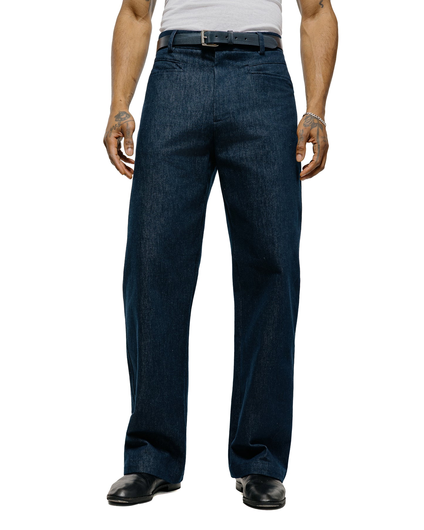 lost & found De Bonne Facture De Bonne Facture Gardian Trousers Organic French Cotton Denim Indigo