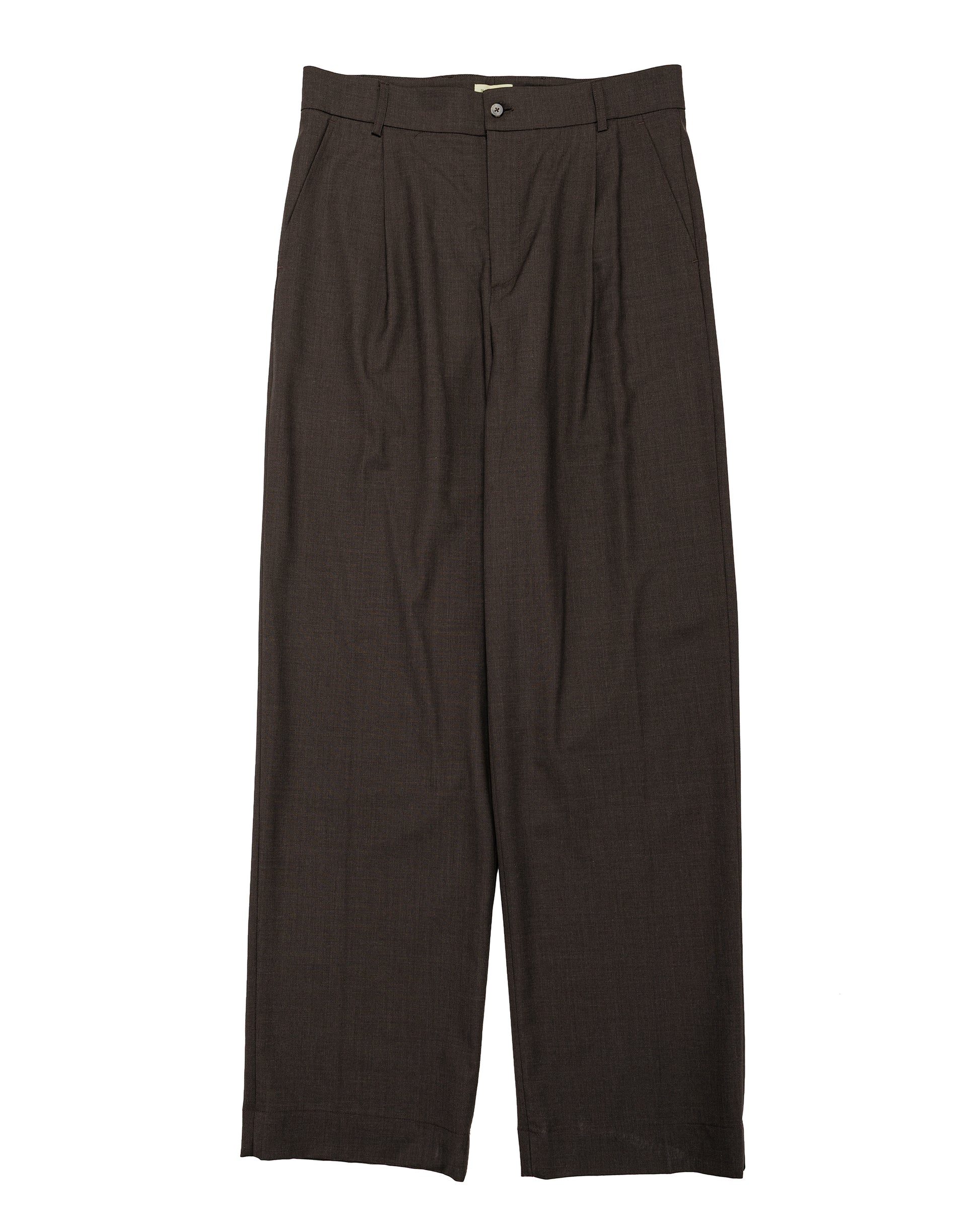 lost & found De Bonne Facture De Bonne Facture Grandad Trouser Super 130's Cold Wool Bark Brown