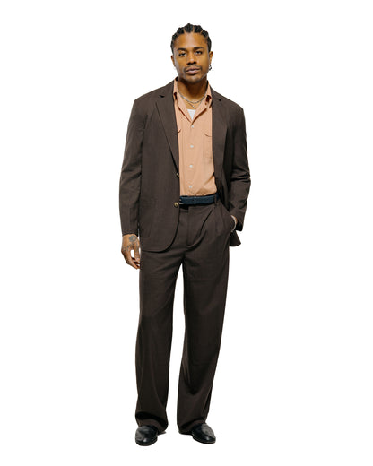 lost & found De Bonne Facture De Bonne Facture Grandad Trouser Super 130's Cold Wool Bark Brown