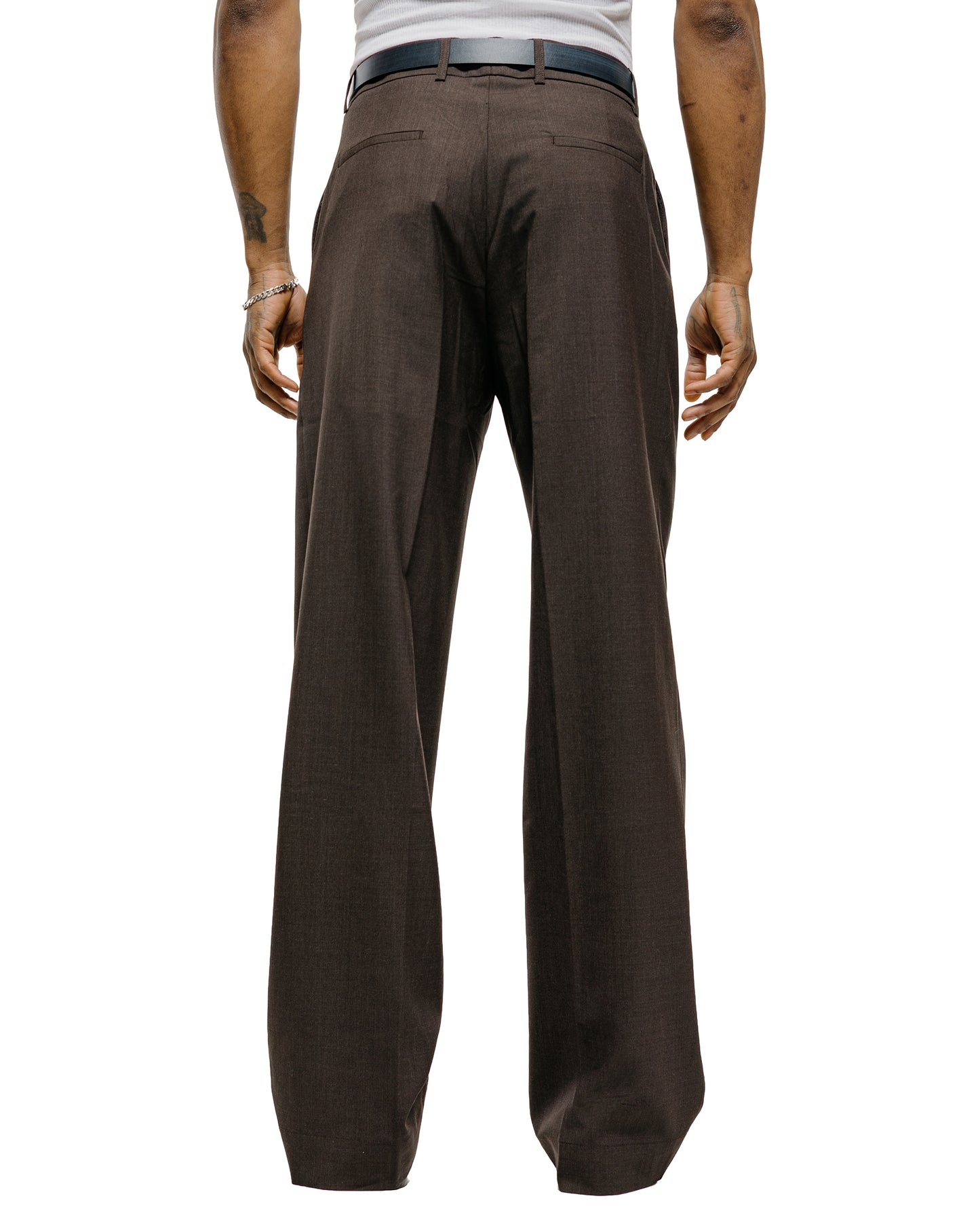 lost & found De Bonne Facture De Bonne Facture Grandad Trouser Super 130's Cold Wool Bark Brown