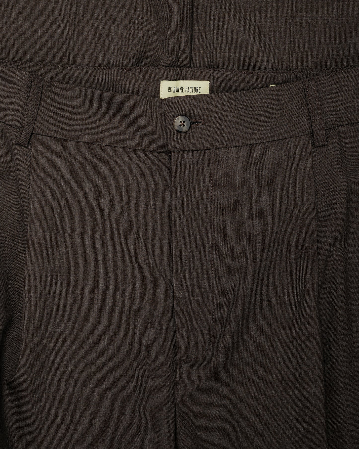 lost & found De Bonne Facture De Bonne Facture Grandad Trouser Super 130's Cold Wool Bark Brown