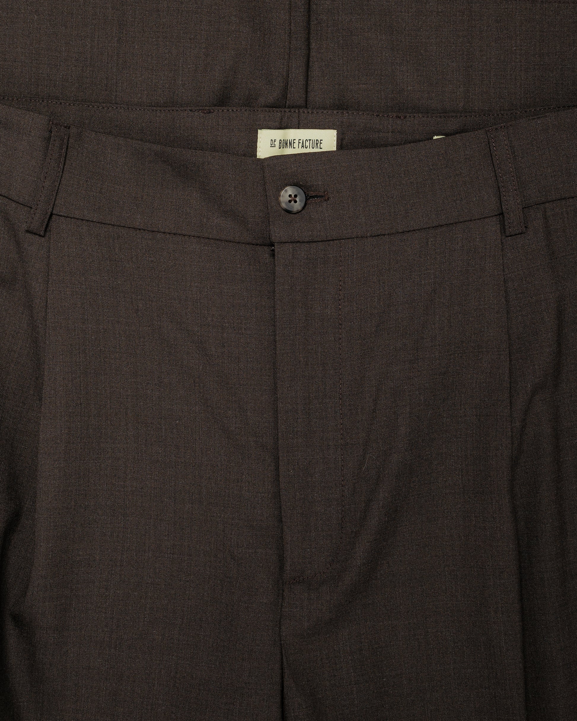 lost & found De Bonne Facture De Bonne Facture Grandad Trouser Super 130's Cold Wool Bark Brown