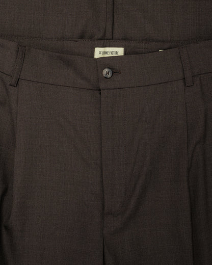 lost & found De Bonne Facture De Bonne Facture Grandad Trouser Super 130's Cold Wool Bark Brown