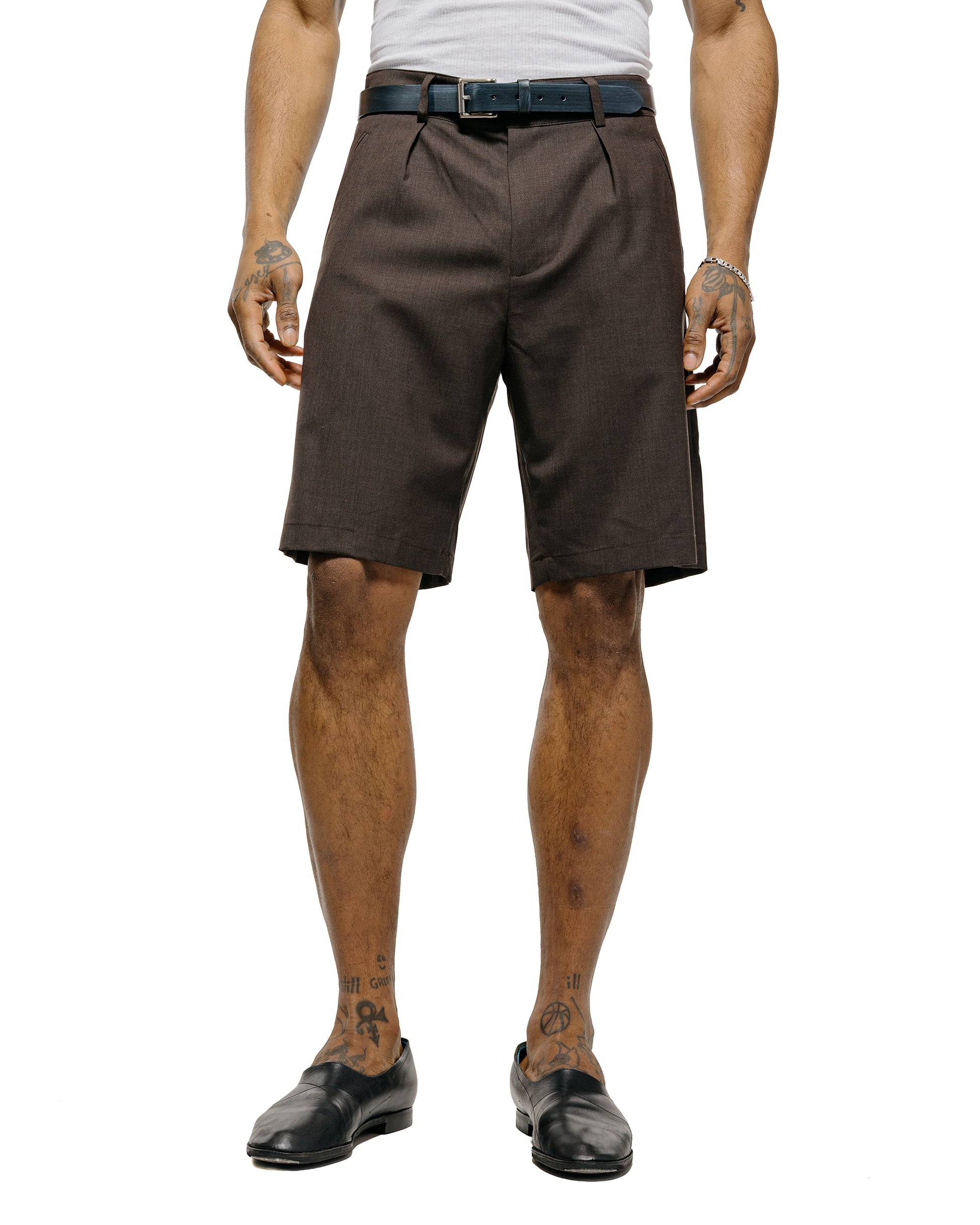 lost & found De Bonne Facture De Bonne Facture Naturalist Shorts Super 130's Cold Wool Bark Brown