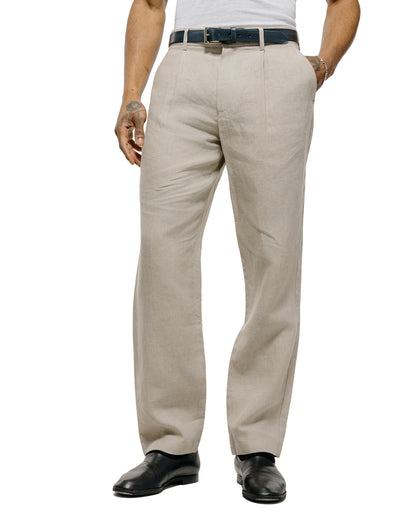lost & found De Bonne Facture De Bonne Facture One Pleat Trousers Belgian Linen Undyed Flax