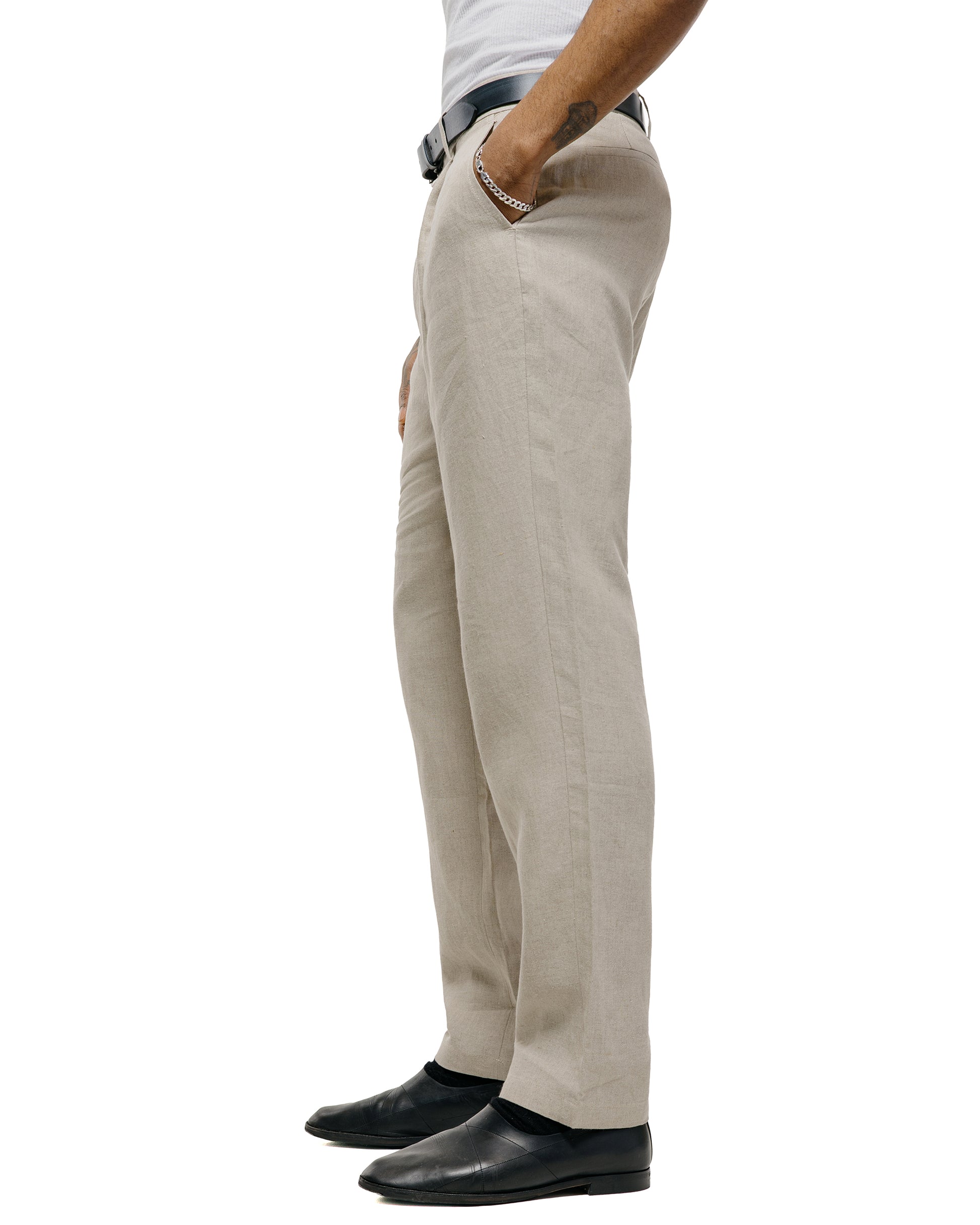 lost & found De Bonne Facture De Bonne Facture One Pleat Trousers Belgian Linen Undyed Flax