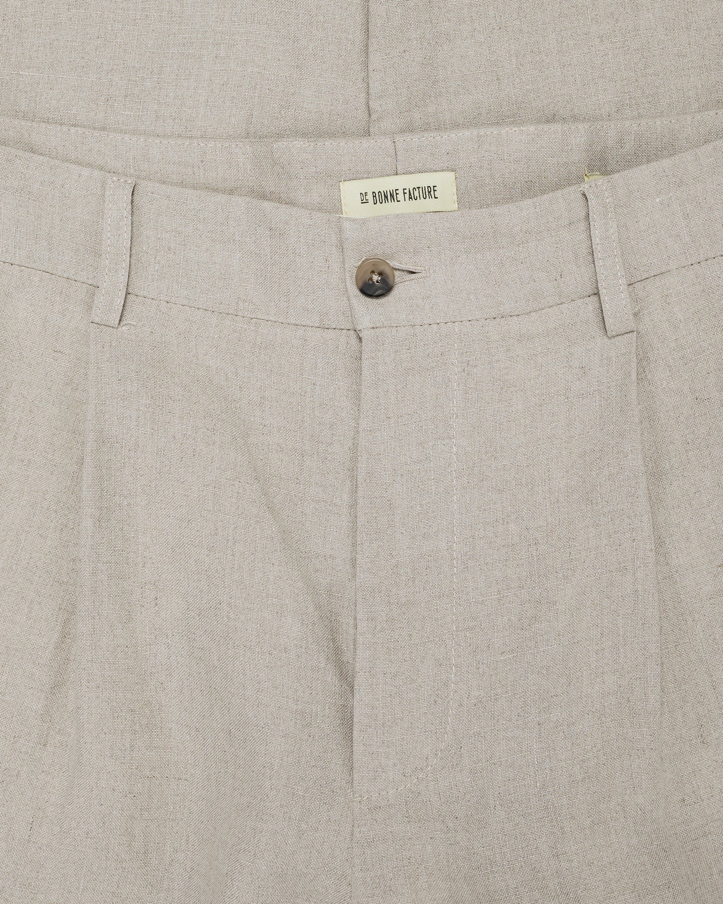 lost & found De Bonne Facture De Bonne Facture One Pleat Trousers Belgian Linen Undyed Flax