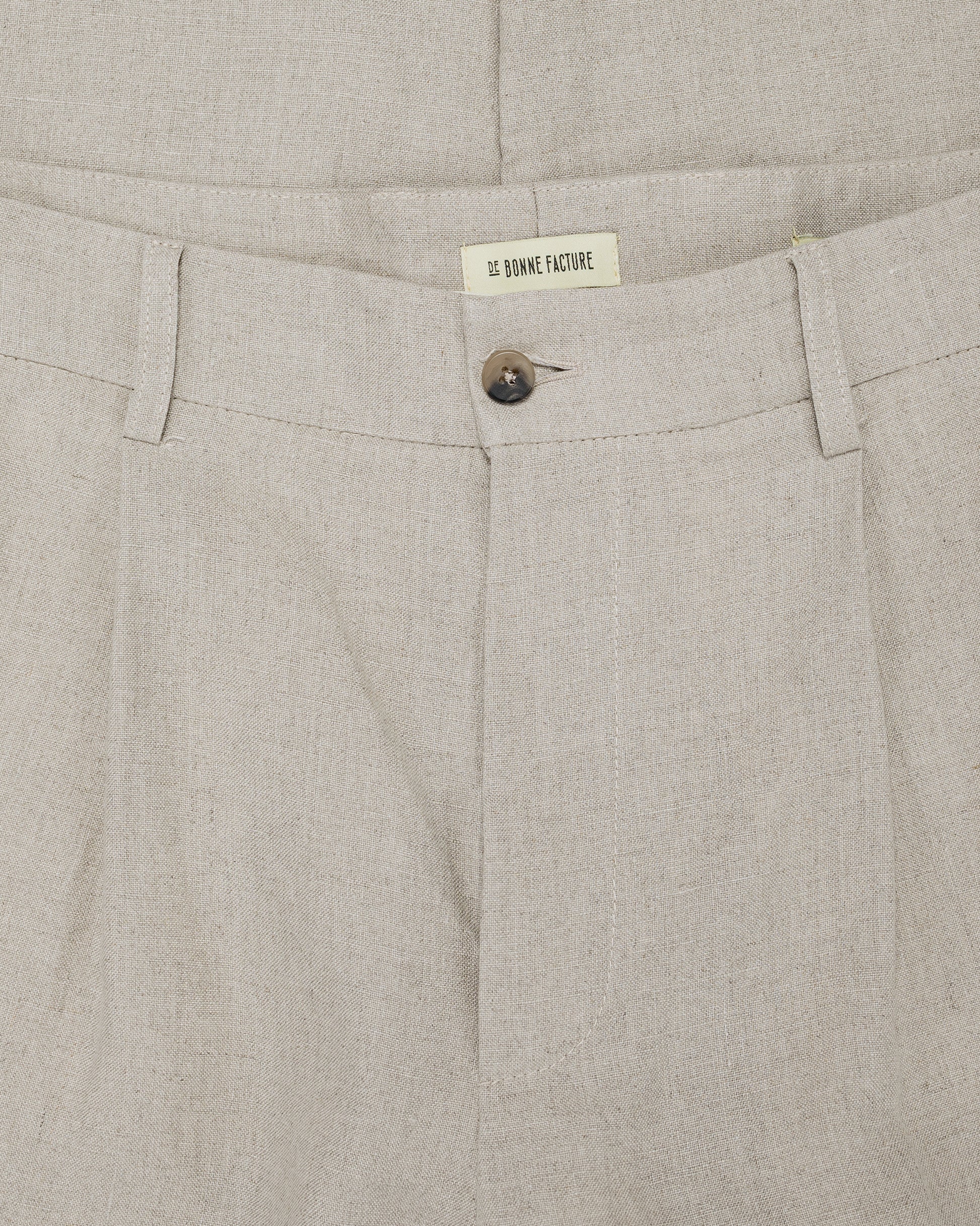 lost & found De Bonne Facture De Bonne Facture One Pleat Trousers Belgian Linen Undyed Flax