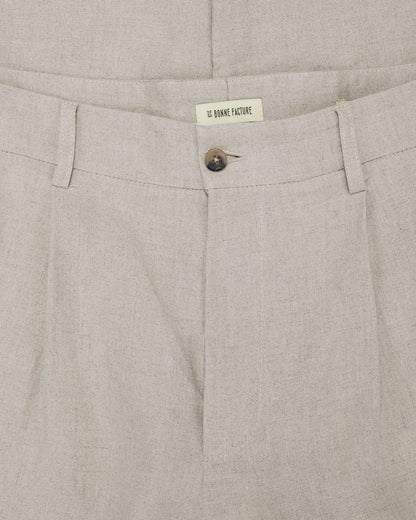 lost & found De Bonne Facture De Bonne Facture One Pleat Trousers Belgian Linen Undyed Flax