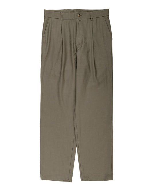 De Bonne Facture One Pleat Trousers Super 130's Merino Twill Vertdigris Green