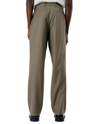 De Bonne Facture One Pleat Trousers Super 130's Merino Twill Vertdigris Green