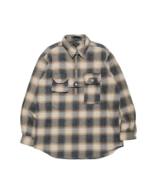 Engineered Garments Binocular Shirt Khaki Cotton Heavy Shadow Plaid Flannel