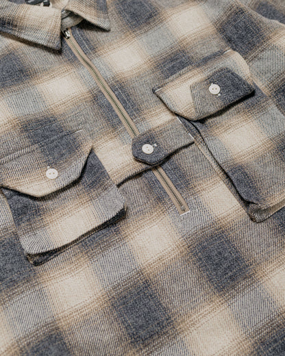 Engineered Garments Binocular Shirt Khaki Cotton Heavy Shadow Plaid Flannel