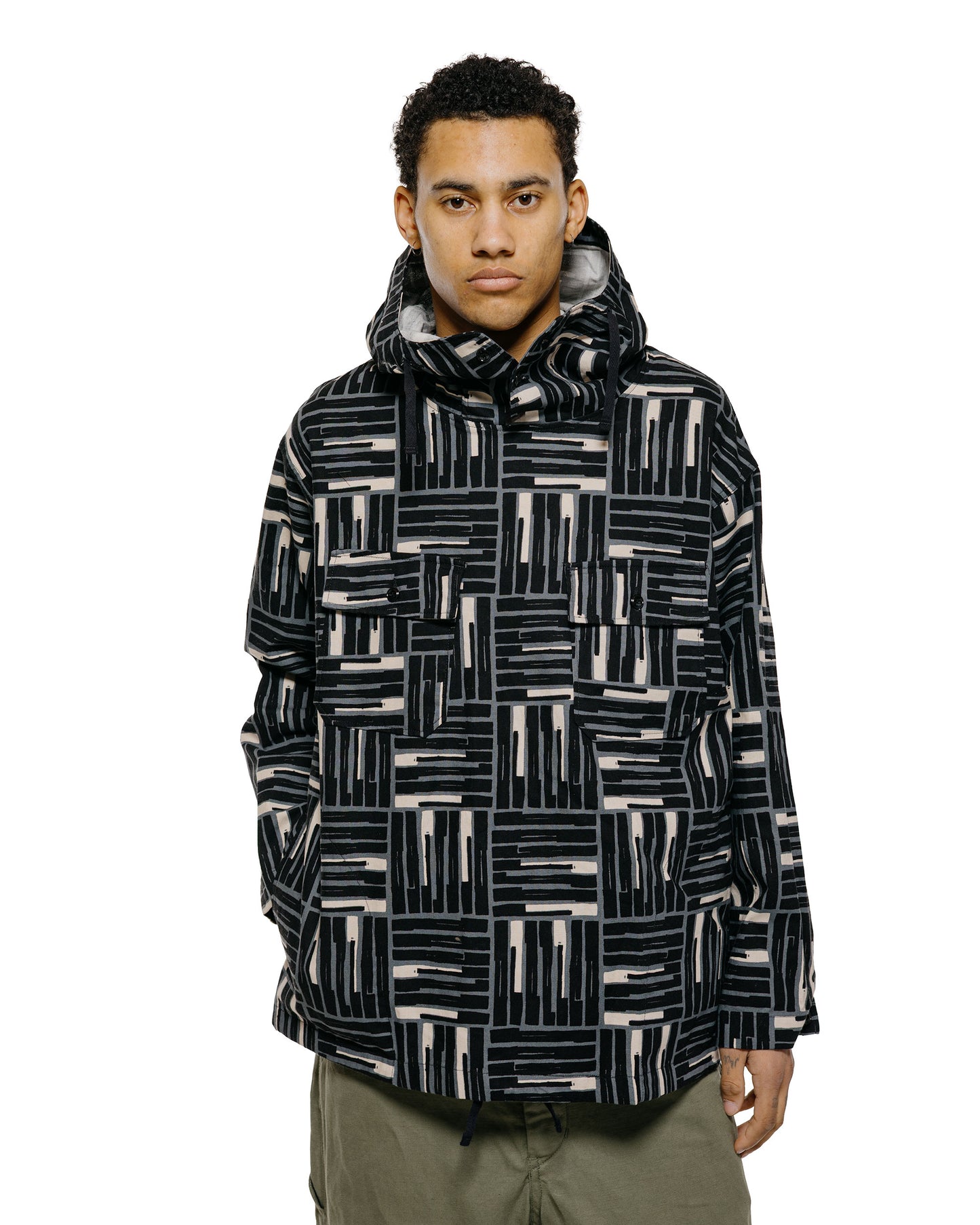 lost & found Engineered Garments Engineered Garments Cagoule Shirt Black CL Tile Print Canvas