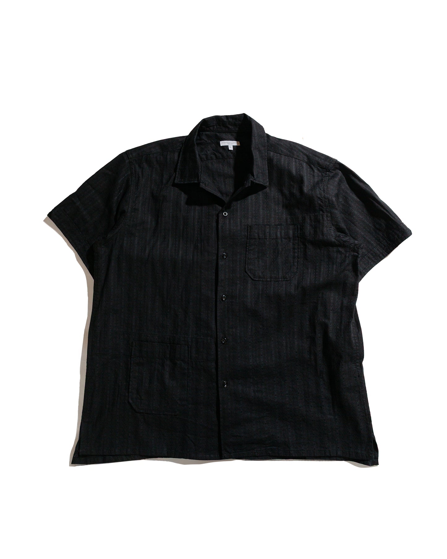lost & found Engineered Garments Engineered Garments Camp Shirt Black Cotton Lace Stripe Jacquard