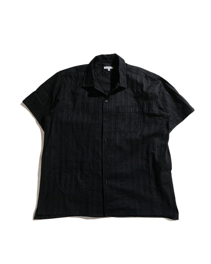 lost & found Engineered Garments Engineered Garments Camp Shirt Black Cotton Lace Stripe Jacquard