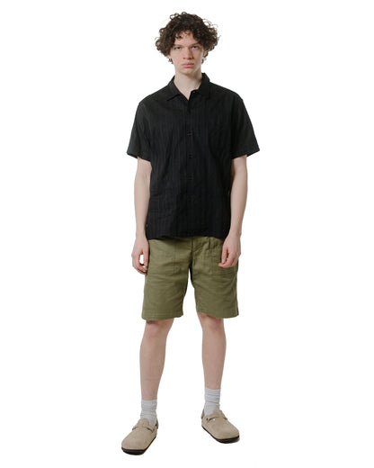 lost & found Engineered Garments Engineered Garments Camp Shirt Black Cotton Lace Stripe Jacquard