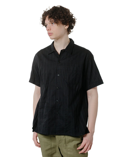 lost & found Engineered Garments Engineered Garments Camp Shirt Black Cotton Lace Stripe Jacquard