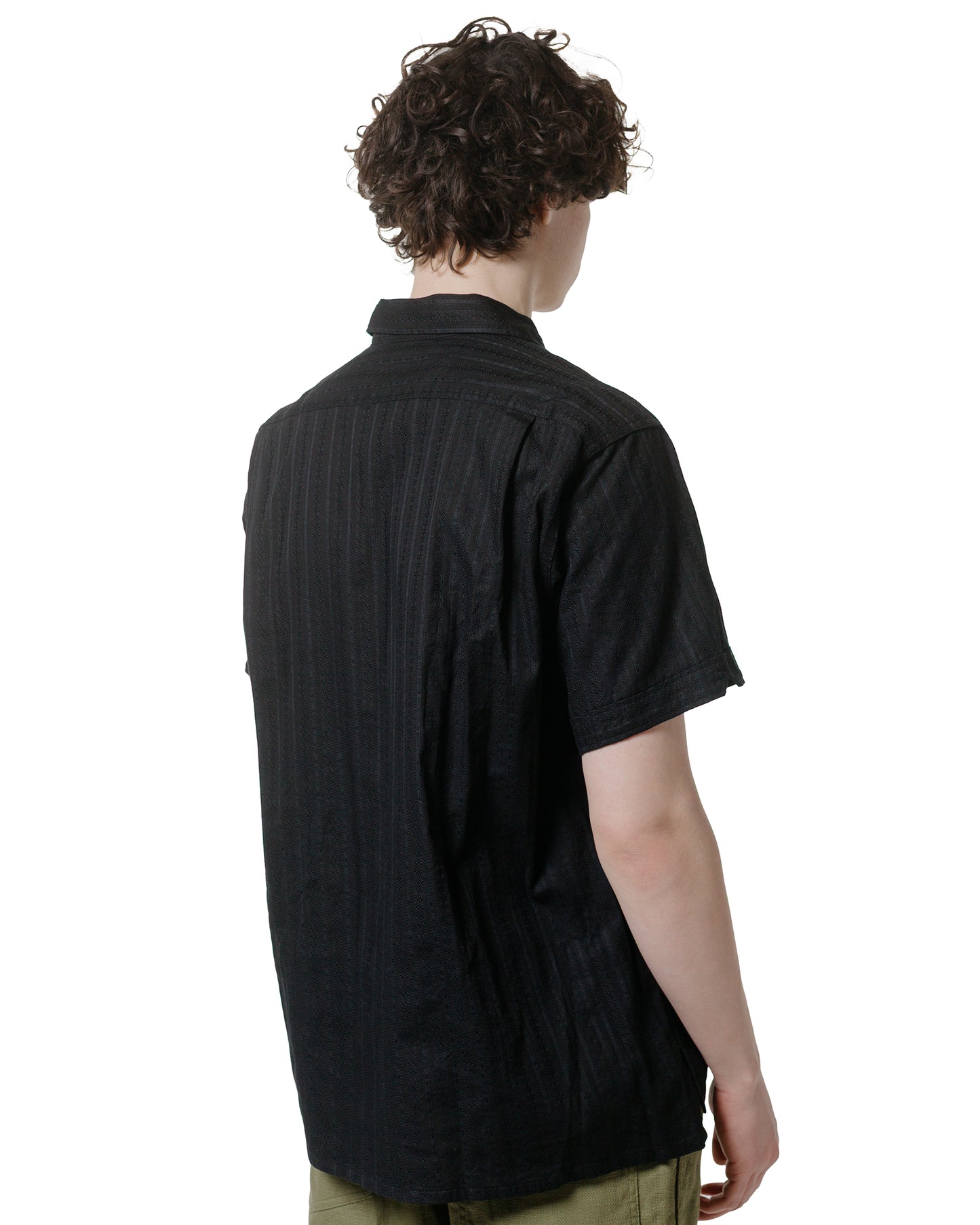 lost & found Engineered Garments Engineered Garments Camp Shirt Black Cotton Lace Stripe Jacquard