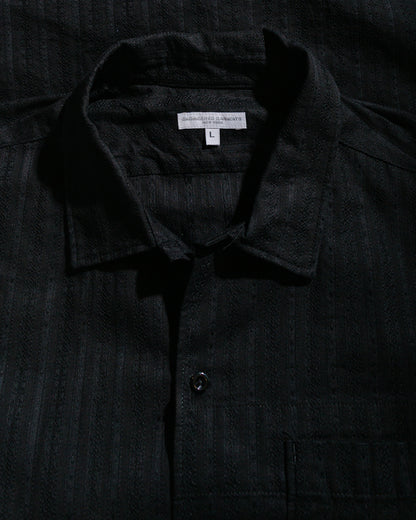 lost & found Engineered Garments Engineered Garments Camp Shirt Black Cotton Lace Stripe Jacquard
