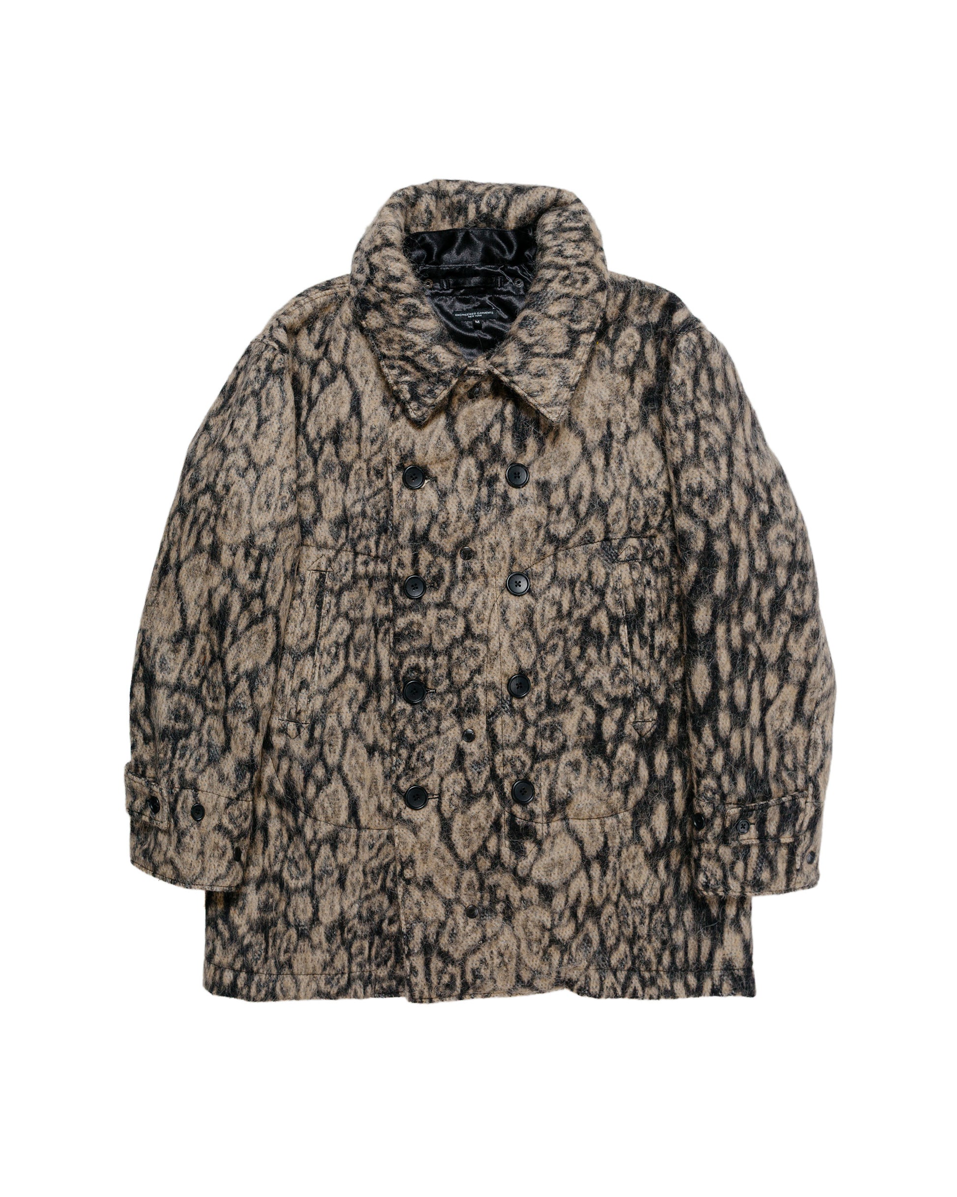 lost & found Engineered Garments Engineered Garments Fireman Jacket Brown Wool Poly Leopard Jacquard