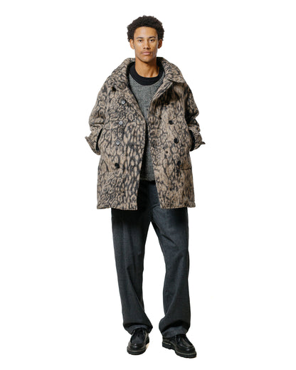 lost & found Engineered Garments Engineered Garments Fireman Jacket Brown Wool Poly Leopard Jacquard