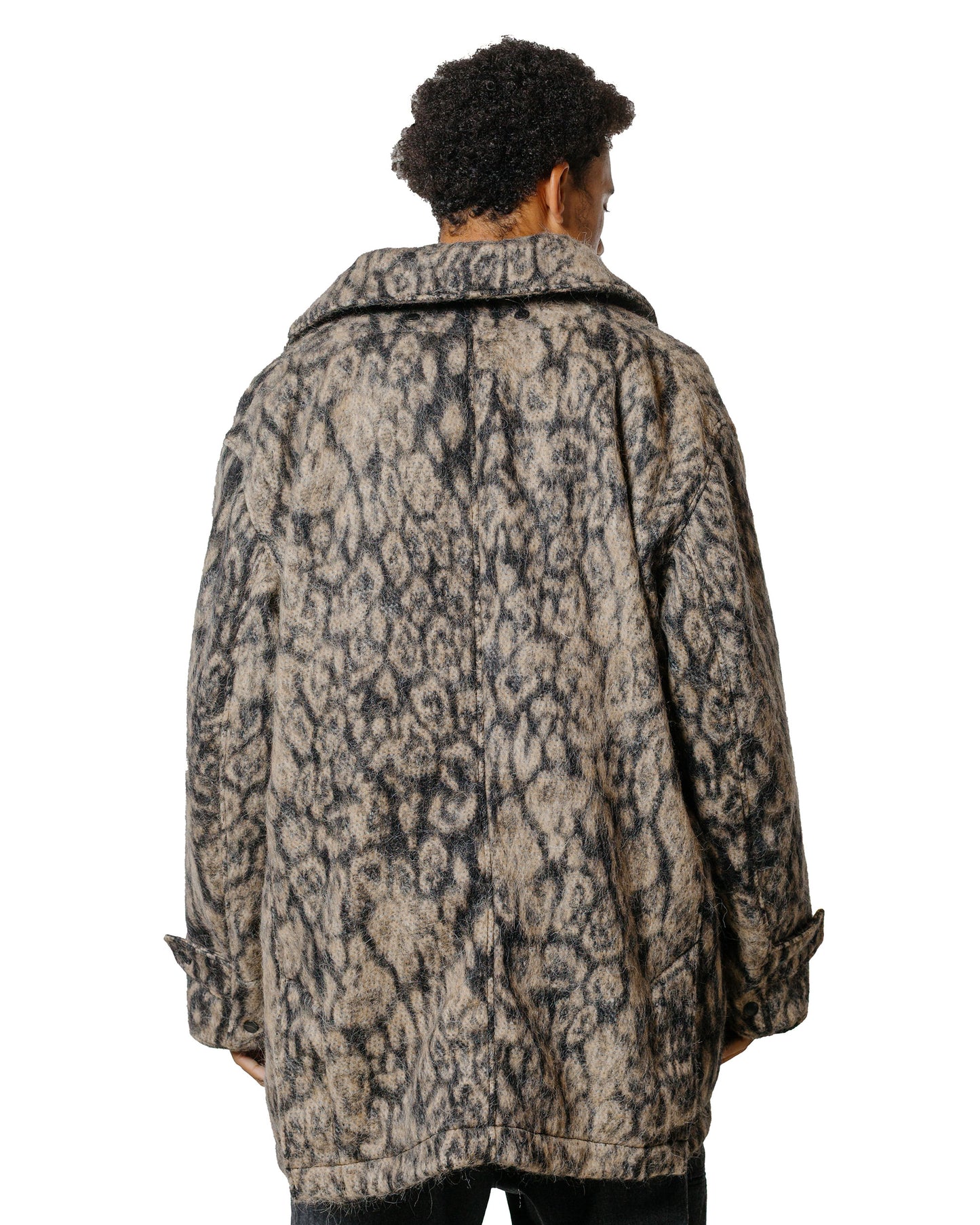 lost & found Engineered Garments Engineered Garments Fireman Jacket Brown Wool Poly Leopard Jacquard