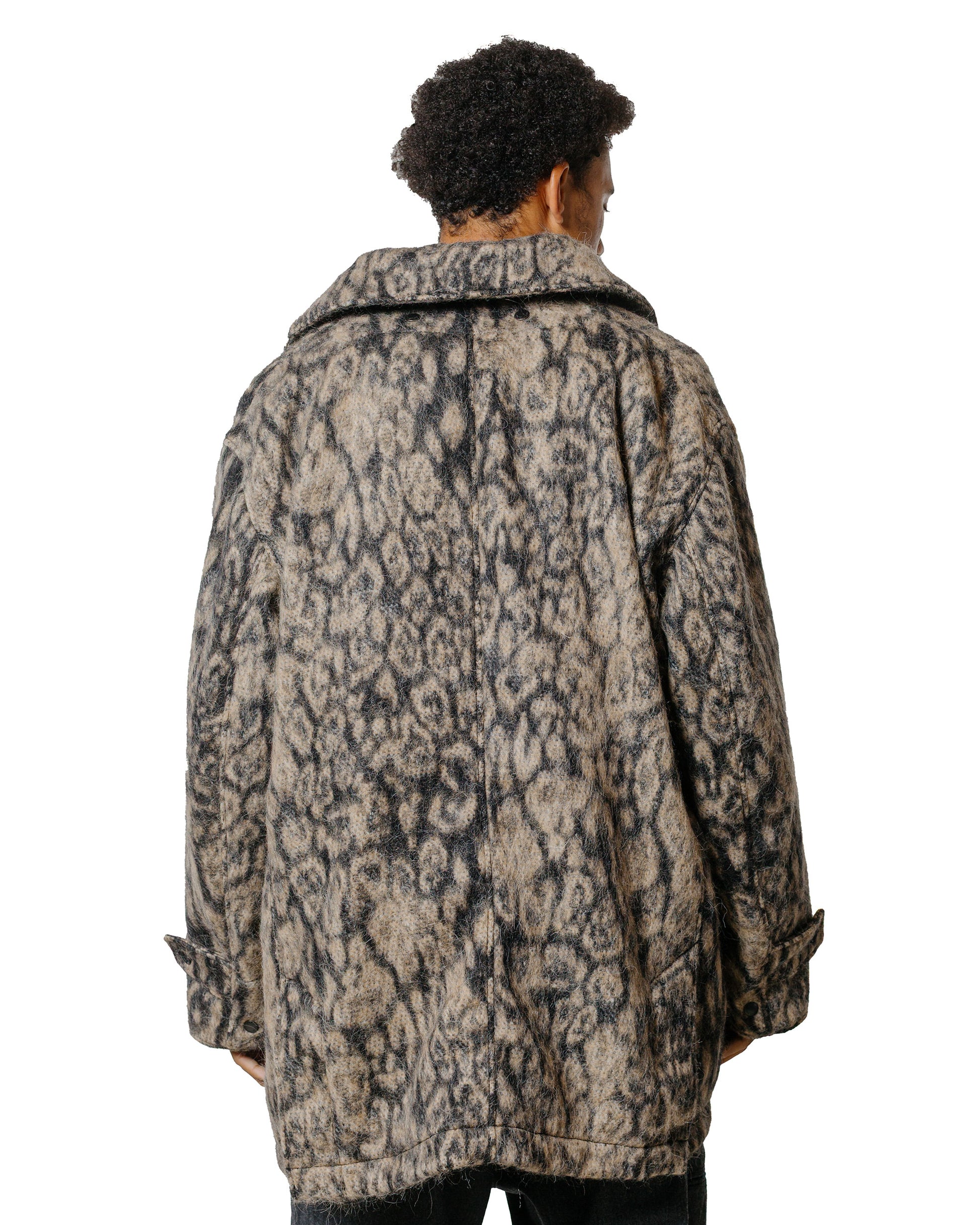 lost & found Engineered Garments Engineered Garments Fireman Jacket Brown Wool Poly Leopard Jacquard