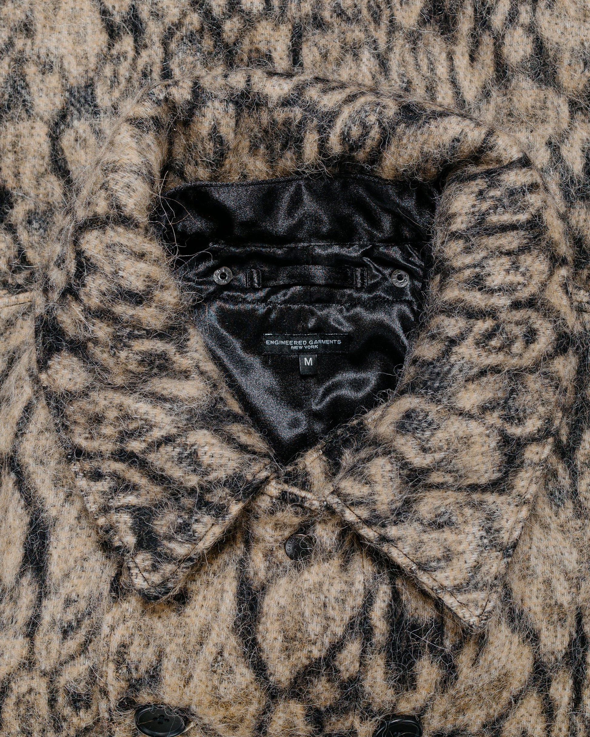 lost & found Engineered Garments Engineered Garments Fireman Jacket Brown Wool Poly Leopard Jacquard