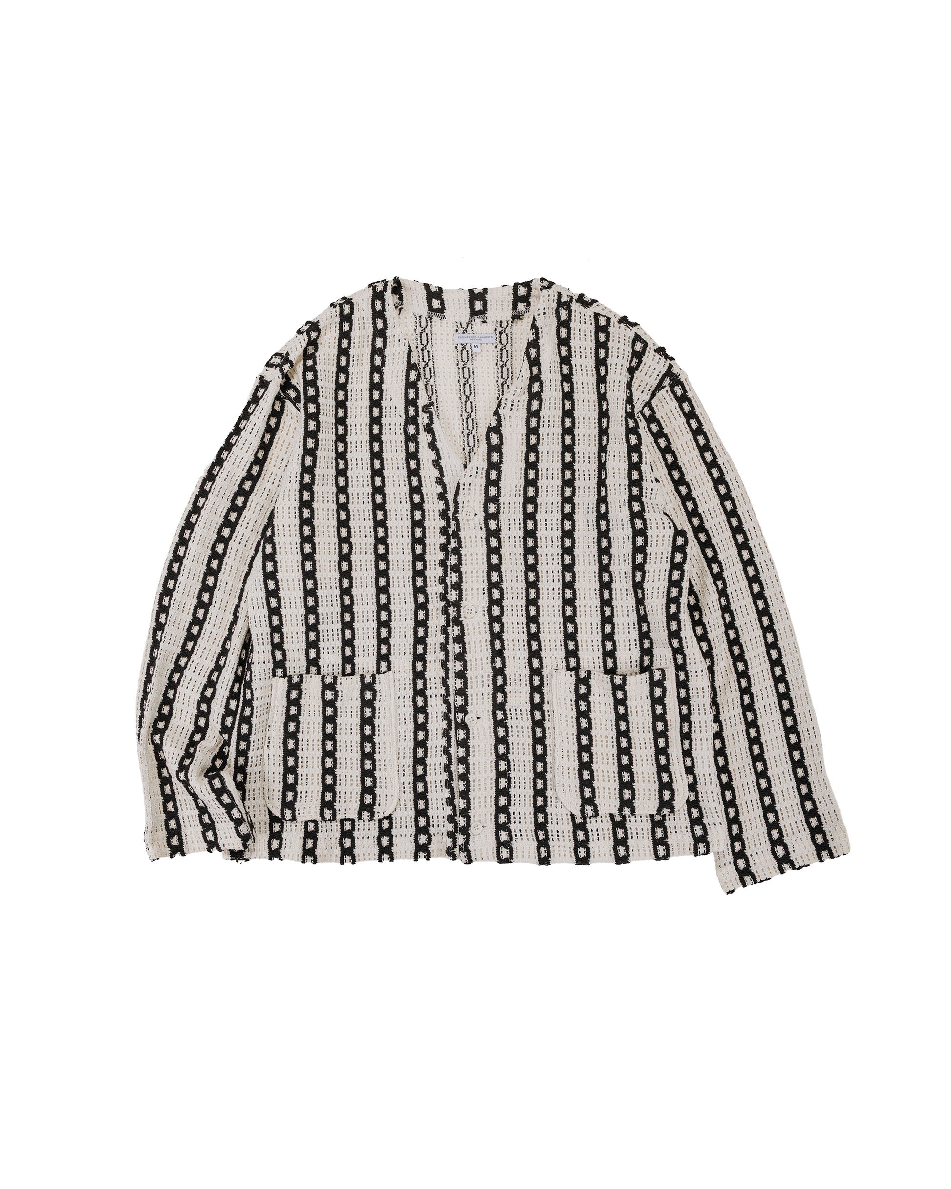 lost & found Engineered Garments Engineered Garments Knit Cardigan White/Black Stripe CP Crochet