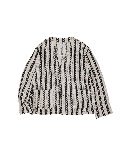 lost & found Engineered Garments Engineered Garments Knit Cardigan White/Black Stripe CP Crochet