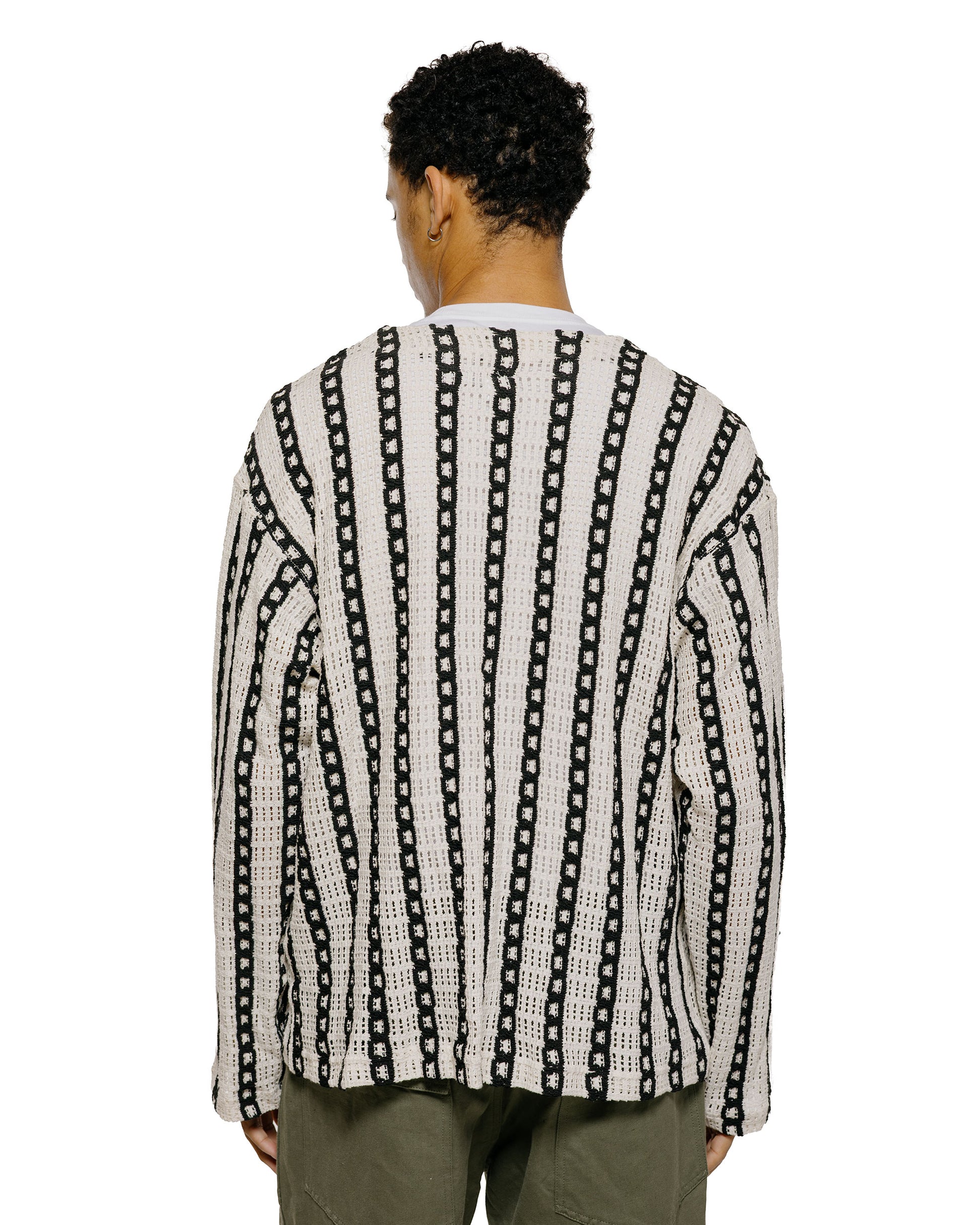 lost & found Engineered Garments Engineered Garments Knit Cardigan White/Black Stripe CP Crochet
