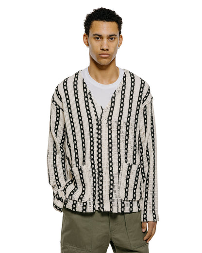 lost & found Engineered Garments Engineered Garments Knit Cardigan White/Black Stripe CP Crochet