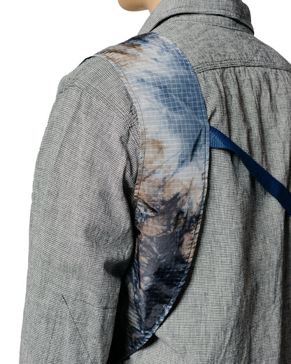 lost & found Engineered Garments Engineered Garments Shoulder Vest Navy Nylon Tie Dye Print Ripstop
