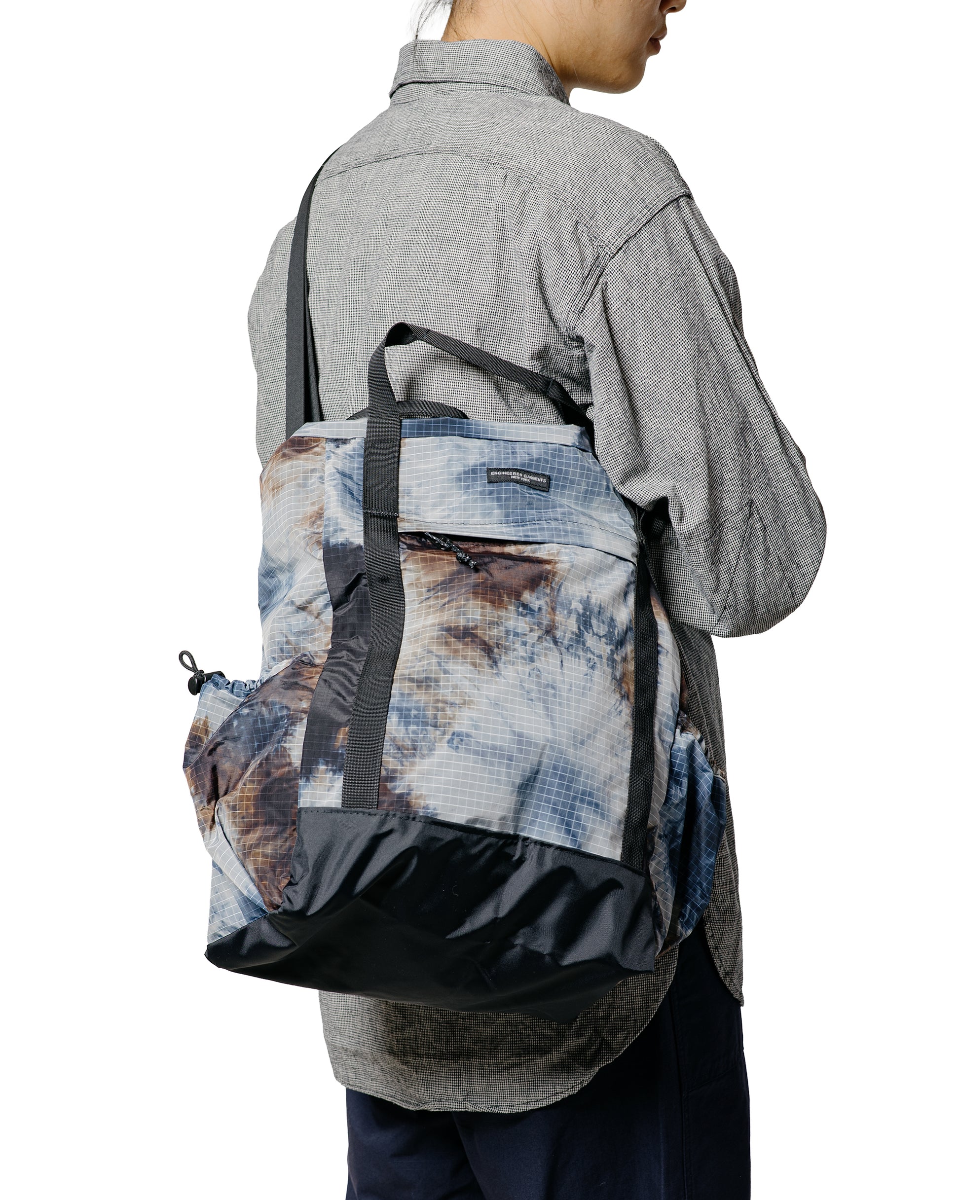 lost & found Engineered Garments Engineered Garments UL 3 Way Bag Navy Nylon Tie Die Print Ripstop