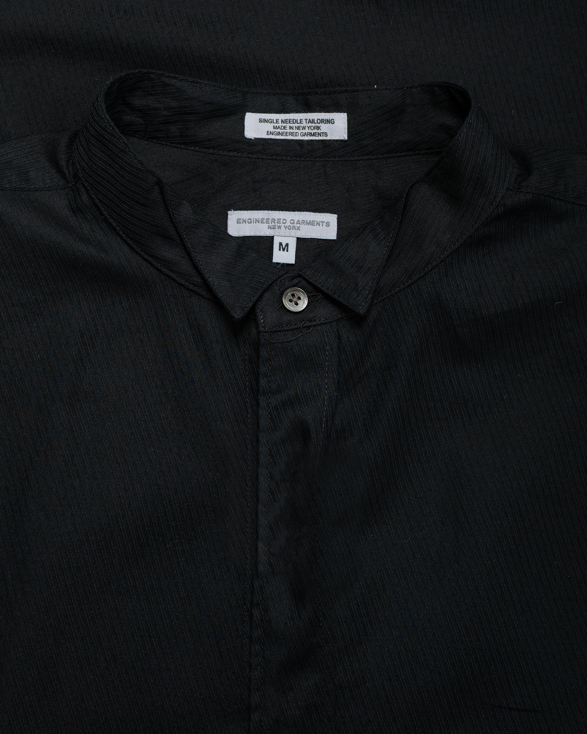 lost & found Engineered Garments Engineered Garments Wing Collar Shirt Black Cotton Diagonal Dobby Stripe