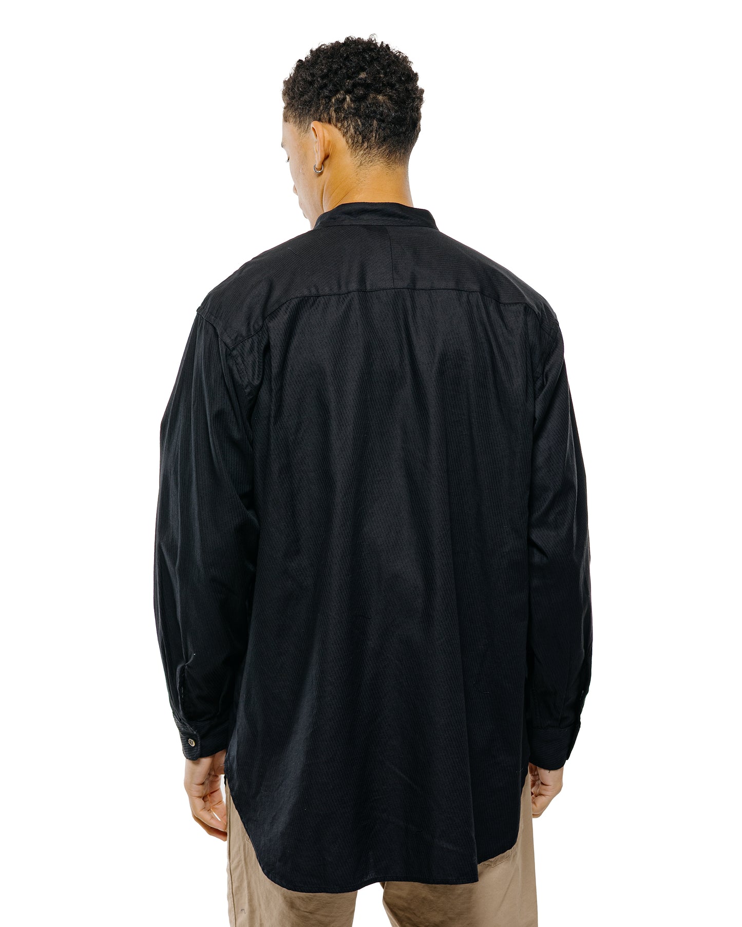 lost & found Engineered Garments Engineered Garments Wing Collar Shirt Black Cotton Diagonal Dobby Stripe