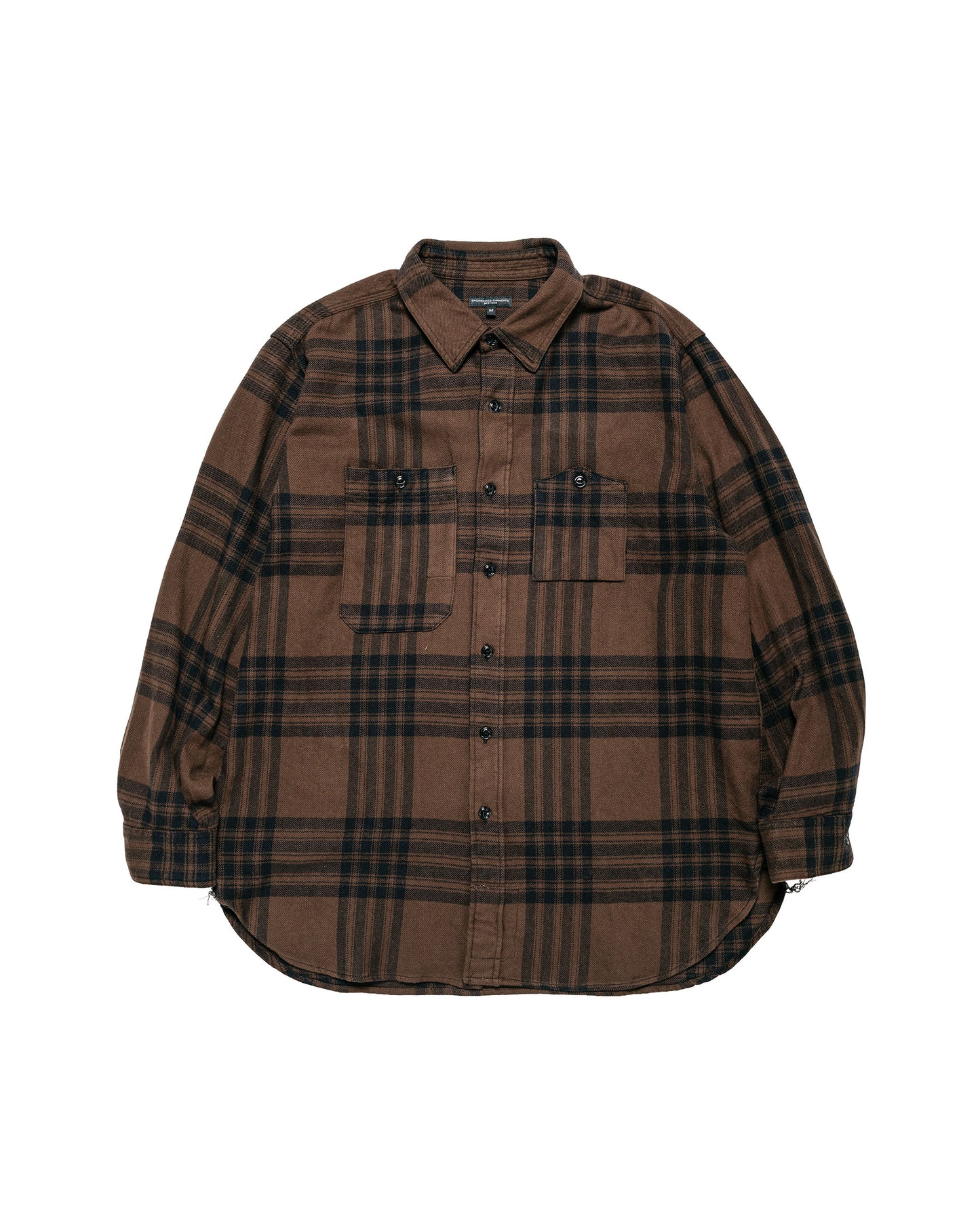 Engineered Garments Work Shirt BrownBlack Cotton Flannel Plaid