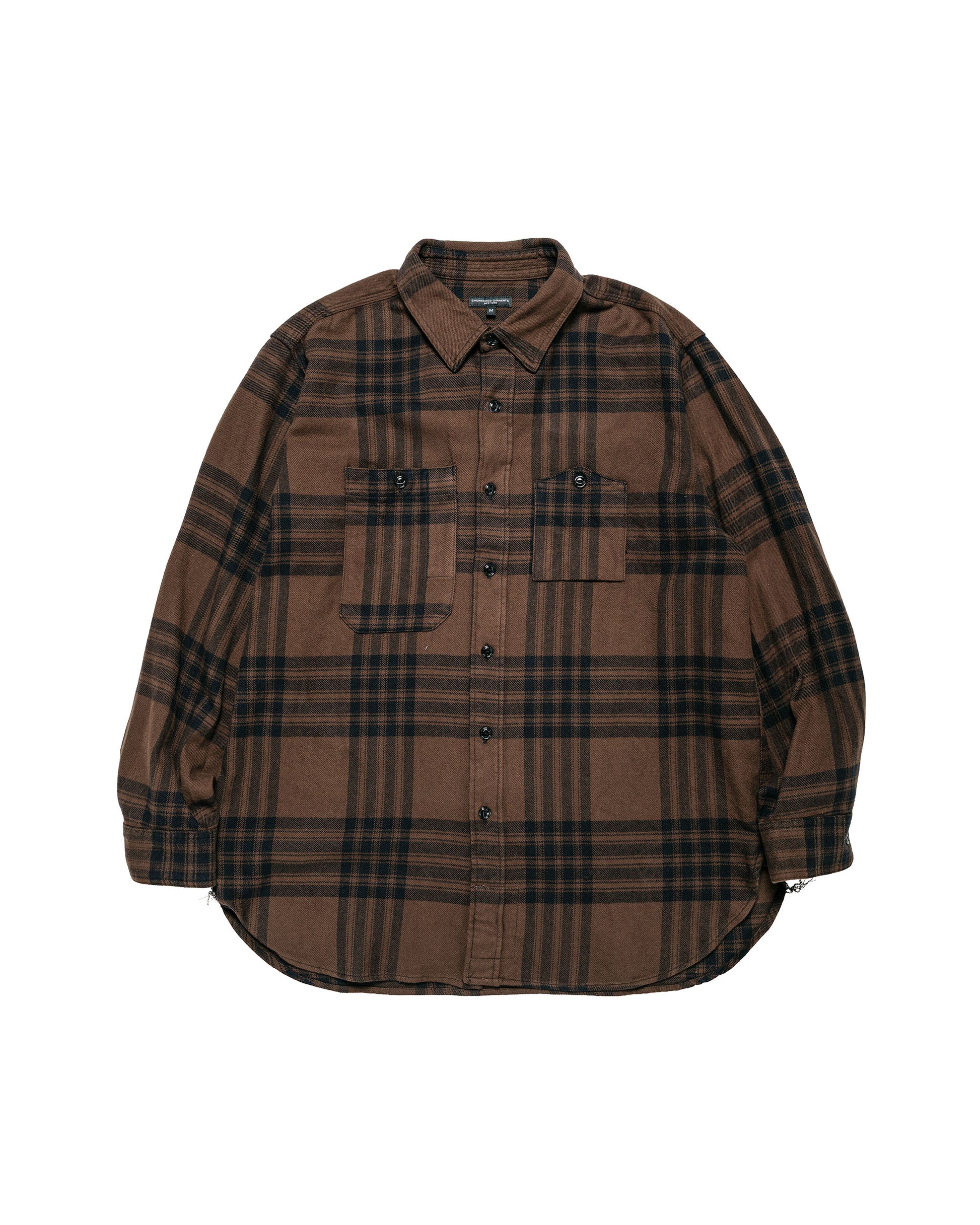 Engineered Garments Work Shirt BrownBlack Cotton Flannel Plaid